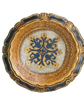 Italian Florentine Wood Trays Mid 20th Century 11 Inches